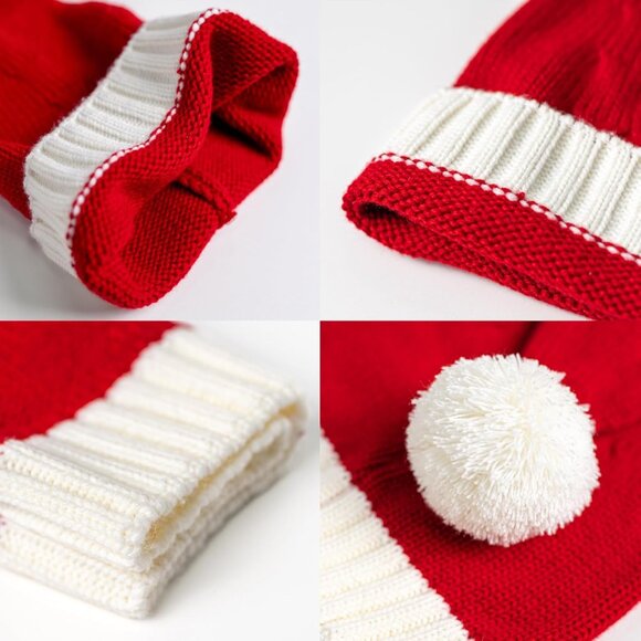 Santa Hat Christmas Hat Xmas Adult Women Men Washable Fade-restant Knitted Soft - Picture 7 of 9